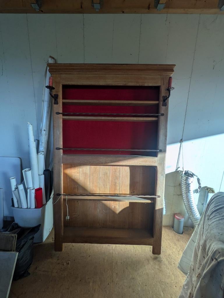 Antieke wandkast met verlichting 2 meter hoog, Antiek en Kunst, Ophalen