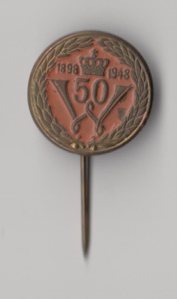 Wilhelmina 50 jaar Regeringsjubileum speldje, Verzamelen, Speldjes, Pins en Buttons, Gebruikt, Niet vindbaar, Niet vindbaar, Speldje of Pin
