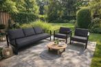 Lounge/terras set. 3zits bank met 2 losse stoelen, antraciet, Tuin en Terras, Tuinsets en Loungesets, 5 zitplaatsen, Gebruikt
