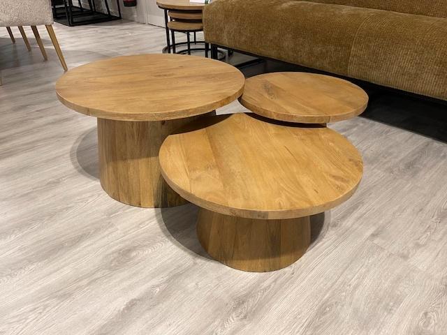 Salontafelset 3 maten massief mango 70 x70 speciale prijs, Huis en Inrichting, Kasten | Ladekasten, Nieuw, Minder dan 100 cm, 50 tot 100 cm