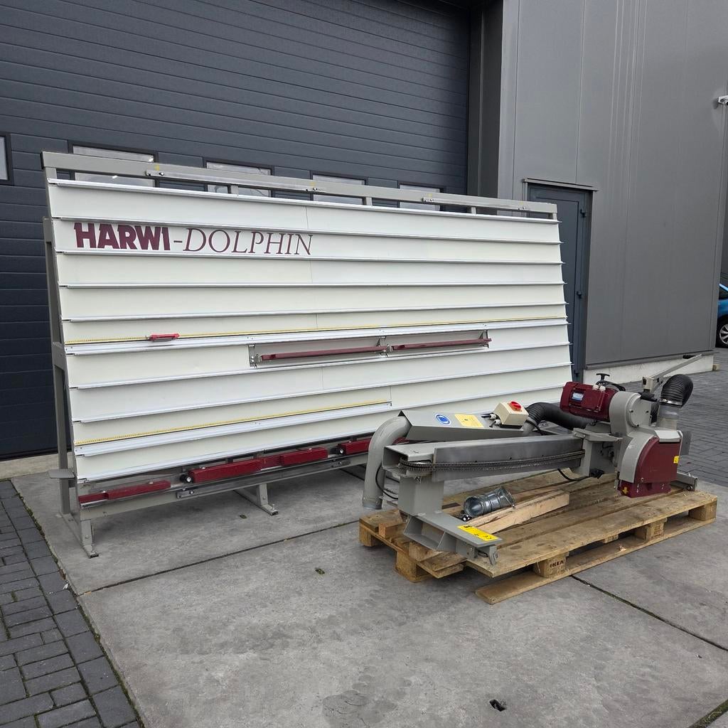 Harwi platenzaag wandzaag met voorritser * met transport, Ophalen of Verzenden, 1200 watt of meer, Overige typen, 70 mm of meer