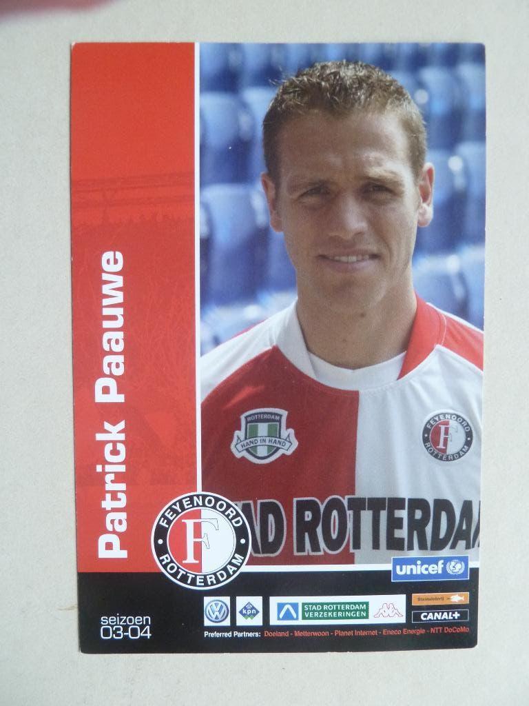 pelerskaart. Patrick.Paauwe. Feyenoord.  2003/2004, Ophalen of Verzenden, Zo goed als nieuw, Feyenoord, Overige typen