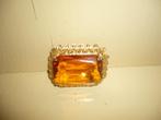 Mie18<> oude broche met geslepen glassteen, Met kristal, Overige materialen, 4 tot 7 cm, Gebruikt