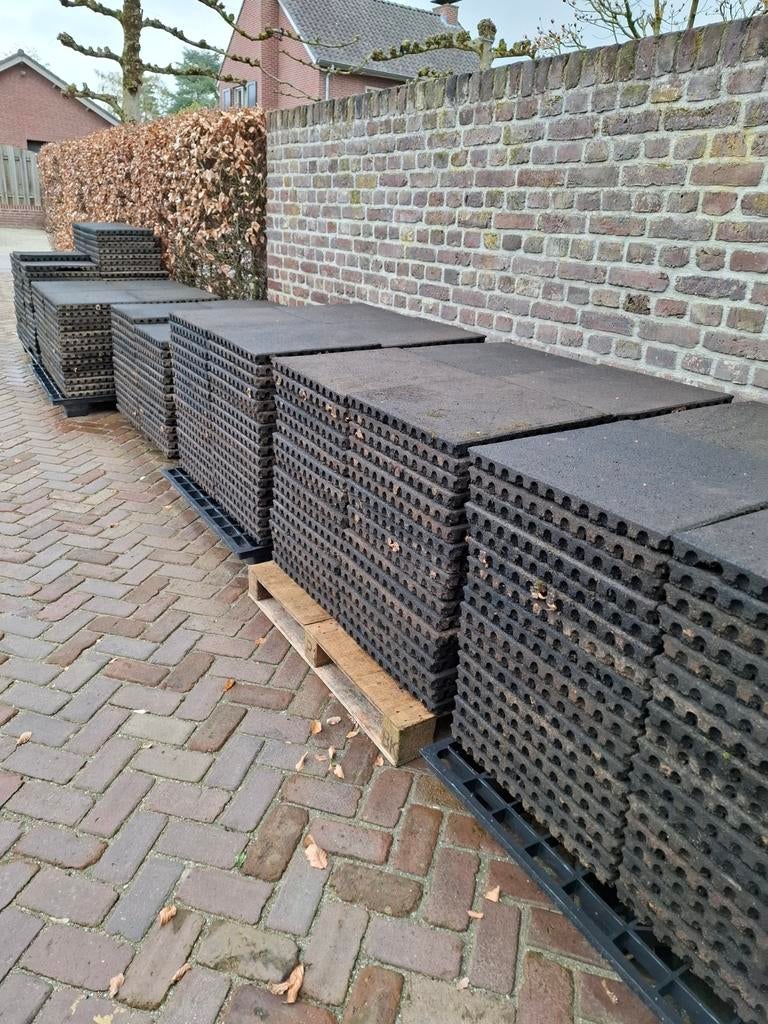 ✅️Rubberen tegels 50x50x4 cm Speeltoestellen Paardenstallen, Tuin en Terras, Tegels en Klinkers, Ophalen, Rubber, Overige typen