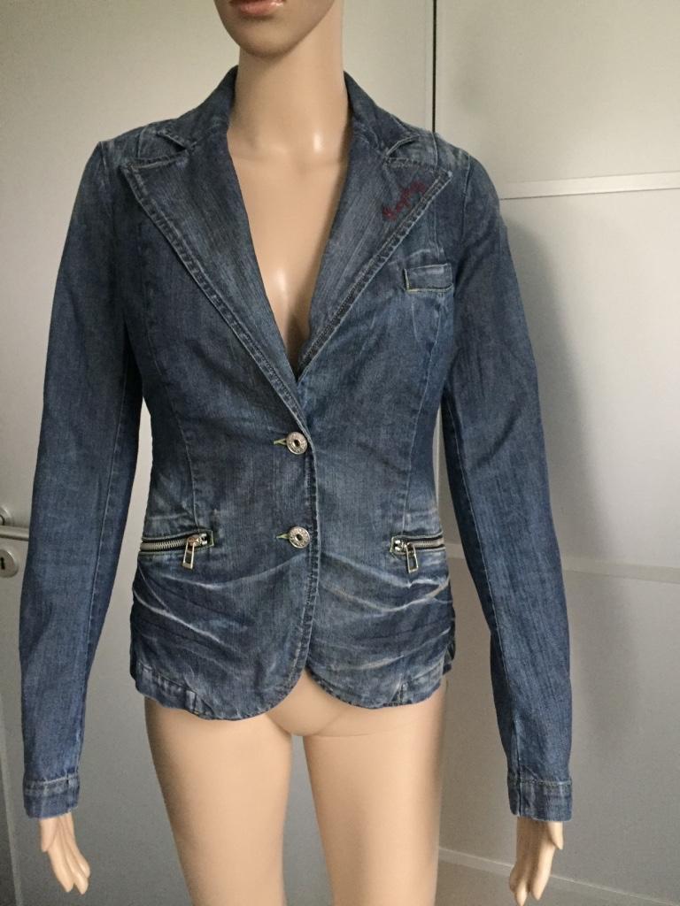 B1446 REPLAY: spijkerjasje jasje jeans blazer Mt S=36 blauw, Blauw, Replay, Ophalen of Verzenden, Zo goed als nieuw