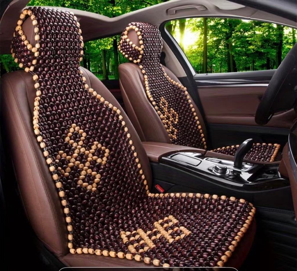 Monetais Beaded autostoelhoes, natuurlijke houten kralen stoelhoes