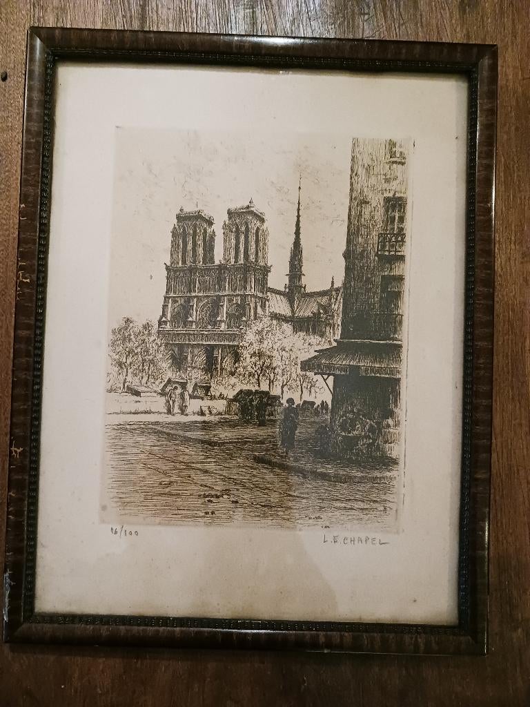 litho straatbeeld Parijs (begin 1900), Antiek en Kunst, Ophalen