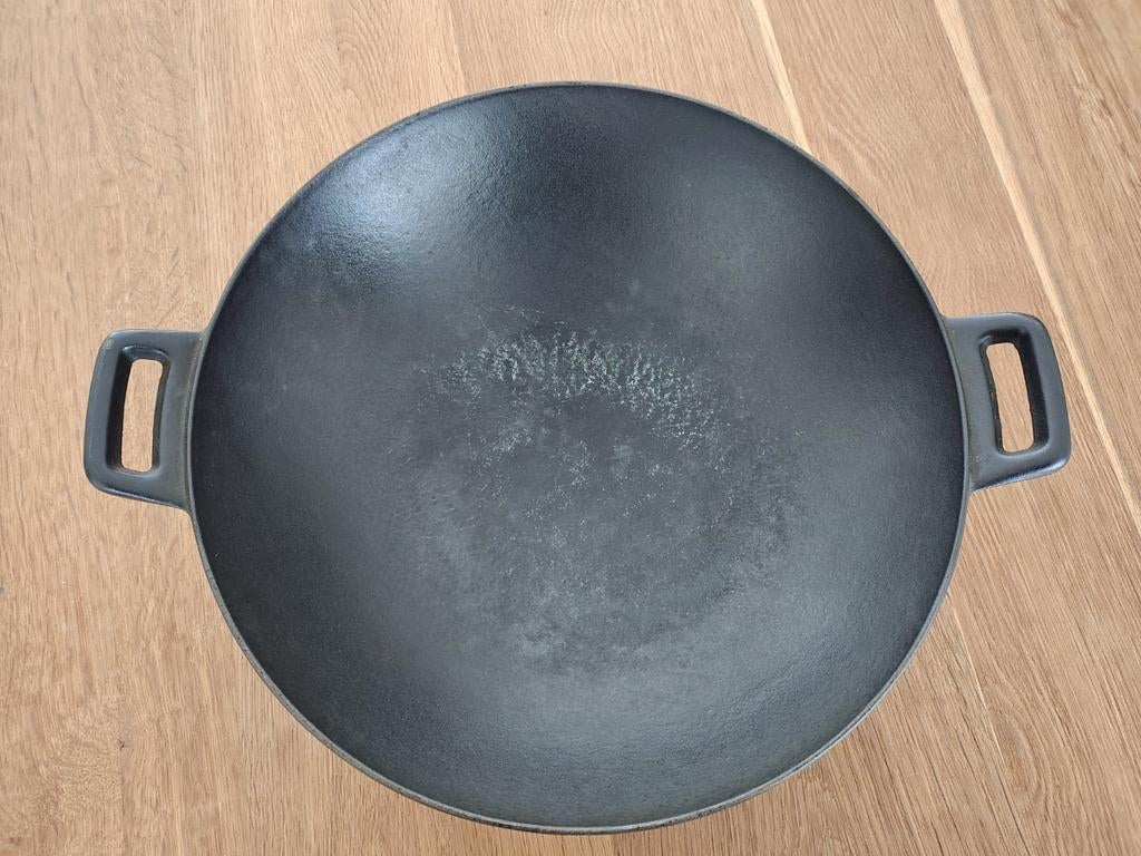 Gietijzeren wok 33 cm, Ophalen of Verzenden, Gebruikt, Gietijzer, Wok