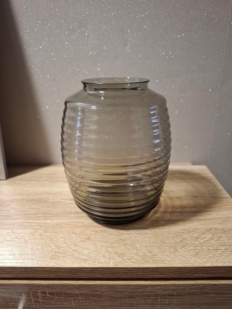 A.D. Copier Leerdam ribbelvaas tonnetje 1953, Overige kleuren, Ophalen of Verzenden, Minder dan 50 cm, Glas