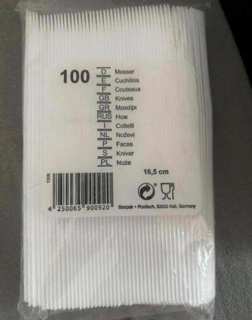 100 Wegwerp Messen - Sterk & Handig - Nieuw in verpakking, Ophalen of Verzenden, Nieuw, Feestartikel, Overige