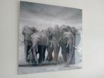 Schilderij olifanten zwart-wit, Ophalen of Verzenden, Schilderij, 75 cm of meer