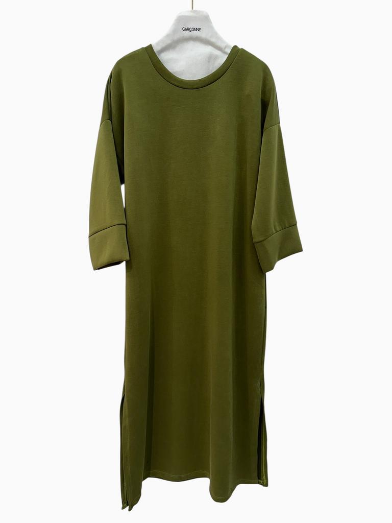 GARCONNE soepelvallende jurk olijfgroen mt TU