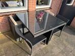 SVG zwarte tuinset met 4 stoelen, Ophalen, 4 zitplaatsen, Gebruikt, Eettafel