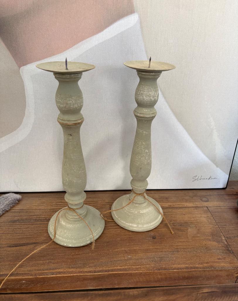 Kandelaars, Ophalen, Overige materialen, Crème, Zo goed als nieuw