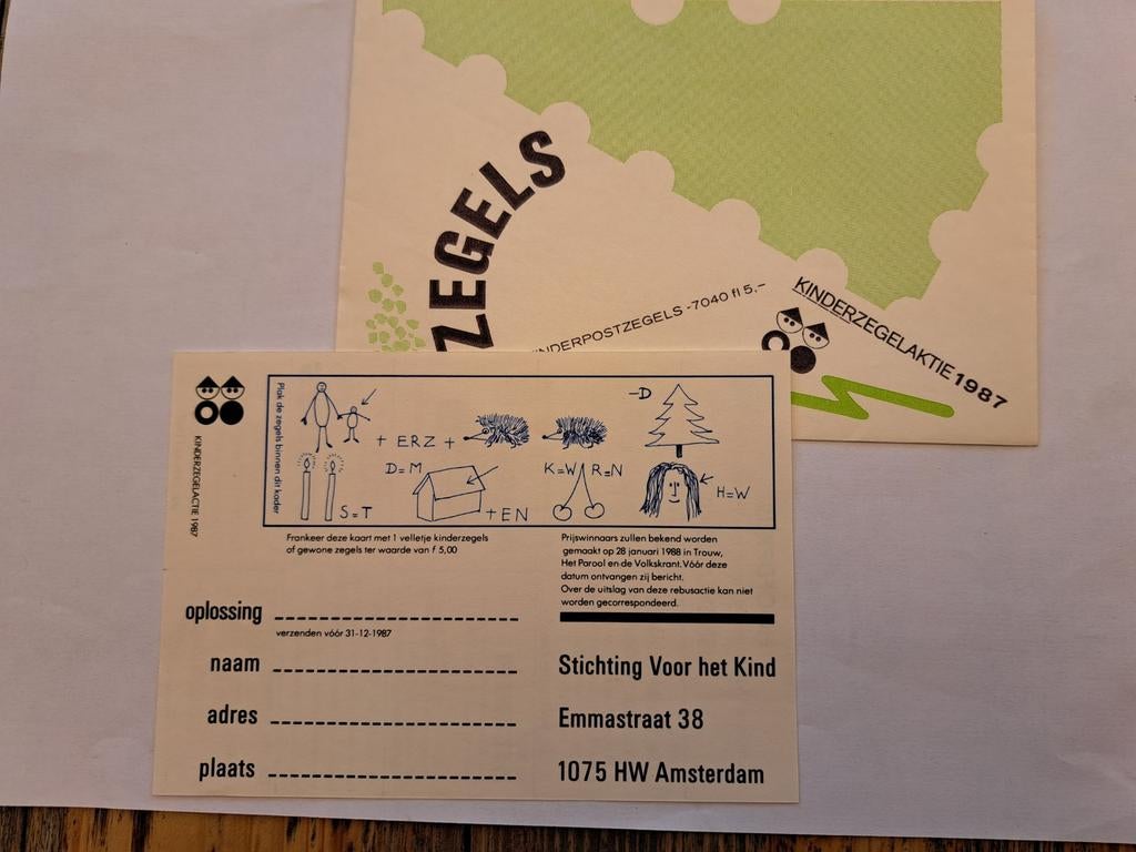 Kinderzegelaktie 1987 Rebus Kaart, Ophalen of Verzenden, Na 1940, Postfris