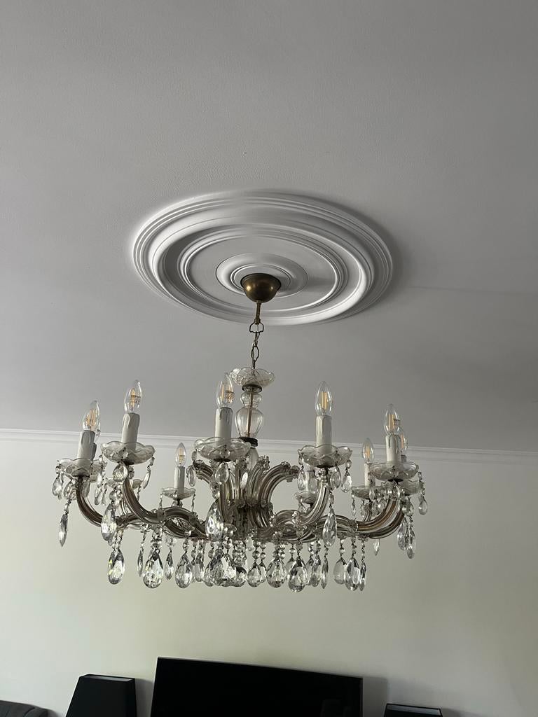 Prachtige Kristallen Kroonluchter met 12 Armen, Huis en Inrichting, Lampen | Kroonluchters, Ophalen of Verzenden, Gebruikt, Glas