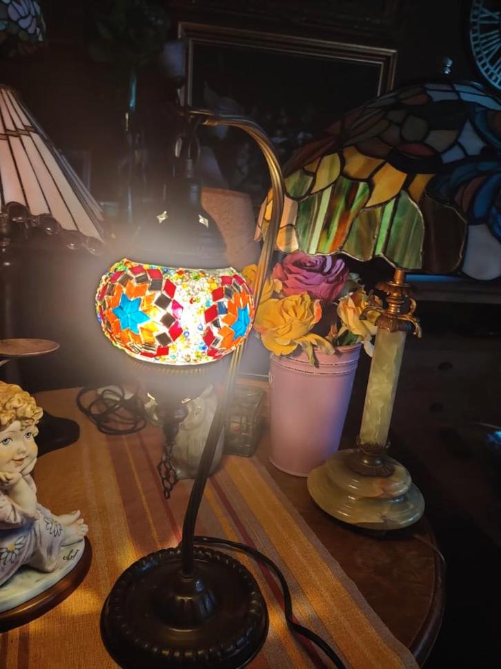 Oosterse mozaïek tafellamp – Ca. 40x 12 cm – glasmozaïek, Antiek en Kunst, Antiek | Lampen, Ophalen