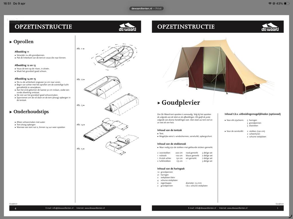 De Waardtent Goudplevier in prima staat. Kleur groen/biege., Caravans en Kamperen, Ophalen of Verzenden, Gebruikt, Tot en met 3