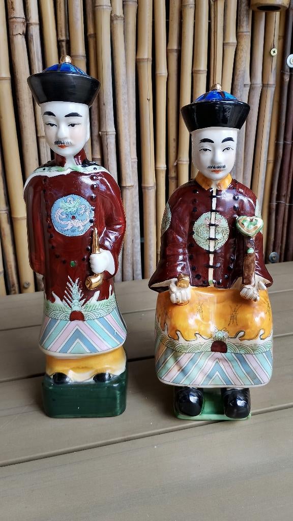 Vintage Chinese porseleinen keizer beeldjes met Fujian stemp, Ophalen of Verzenden