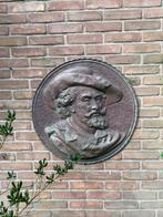 Vintage Bronzen Reliëf: Portret van een Man met Hoed, Antiek en Kunst, Ophalen of Verzenden