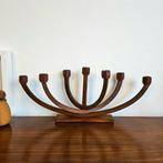 Grote Deense 7 armige Kandelaar in teak - Vintage Retro, Bruin, Ophalen of Verzenden, Zo goed als nieuw, X