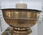 Vintage India Messing Schaal/Kom met Graveringen - 26cm, Huis en Inrichting, Woonaccessoires | Schalen en Manden, Overige materialen