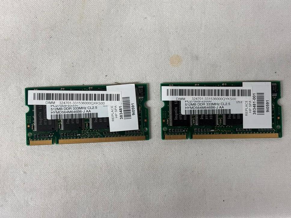Hynix 512MB DDR 333MHz CL2.5 RAM Geheugen (2 stuks), Computers en Software, RAM geheugen, Gebruikt, Verzenden, Server, DDR