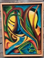 L'OEIL DE LA PEUR. Sign.  Acryl/doek. 33/43 cm., Ophalen