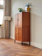 Vintage wandmeubel teak hout metaal lades jaren 50/60/70, Huis en Inrichting, Kasten | Wandmeubels, Ophalen, Gebruikt, 100 tot 150 cm