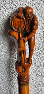 Antieke wandelstok met gesneden handvat, 19e eeuw, Ophalen of Verzenden