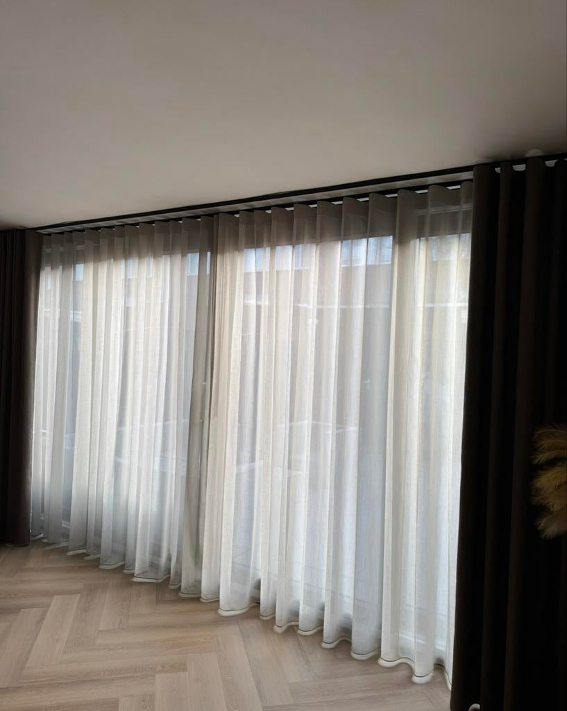 Nieuwe Veneta gordijnen wave plooi, Ophalen, Nieuw, Beige, 200 cm of meer