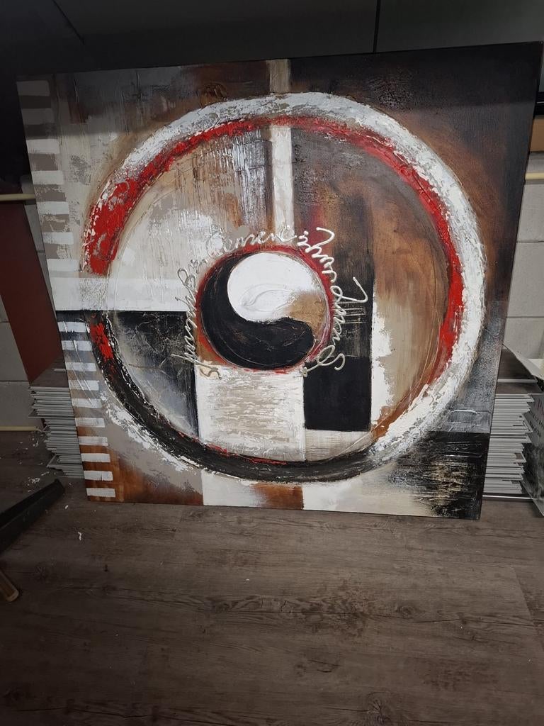 Abstract Schilderij maat 100x100 cm., Ophalen