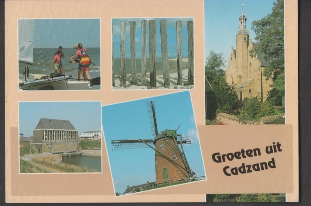 Cadzand 5 luik met  Spui en Molen Gelopen, Ophalen of Verzenden, 1980 tot heden, Gelopen, Zeeland