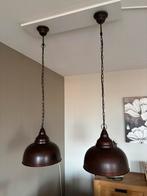 2x Bronzen Hanglampen - Industrieel Design, Huis en Inrichting, Lampen | Hanglampen, Ophalen, Zo goed als nieuw, Metaal, Minder dan 50 cm