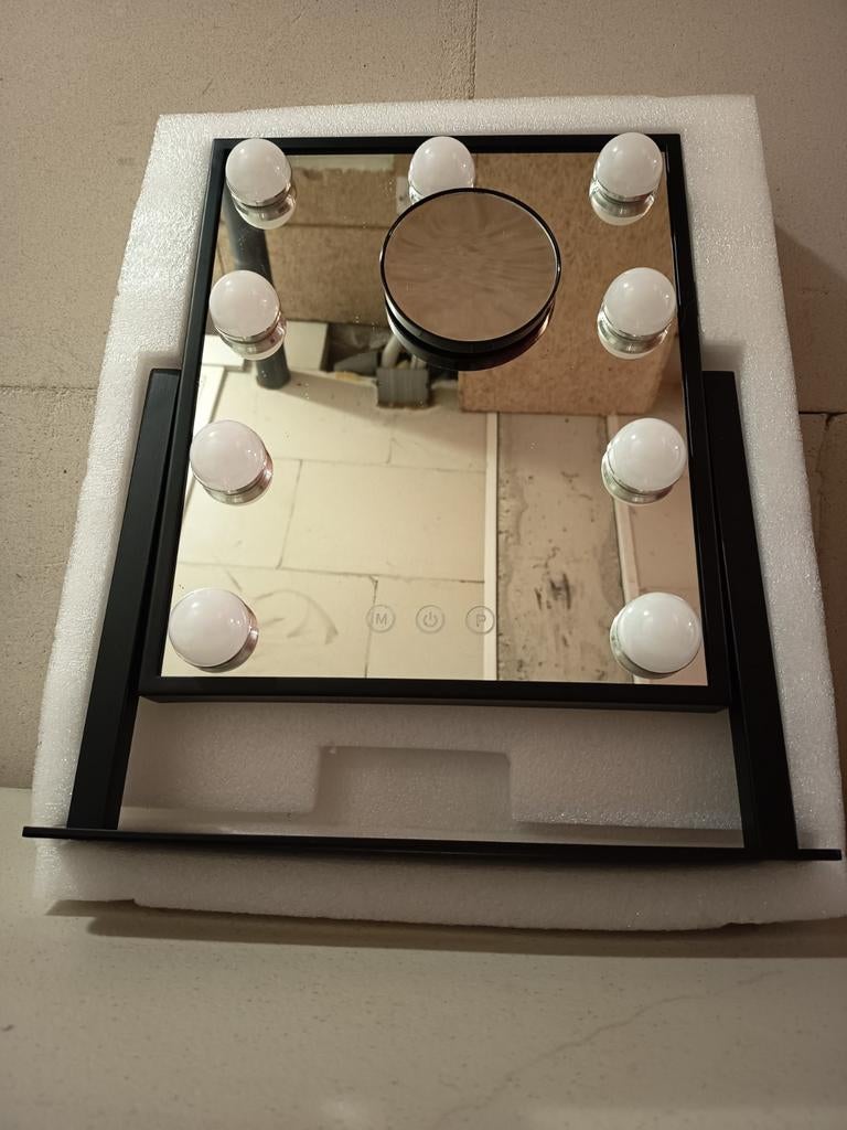 Bayt Hollywood Spiegel met Verlichting - Zwart, Nieuw, Ophalen of Verzenden, Minder dan 100 cm, Rechthoekig