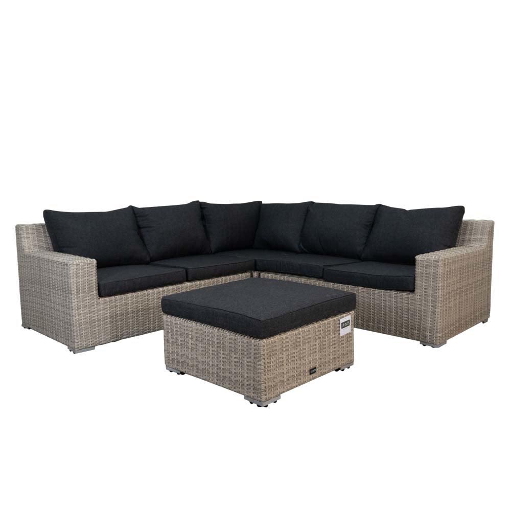 Nashville luxe hoek loungeset wicker 255x255cm, Ophalen, 5 zitplaatsen, Bank, Zo goed als nieuw