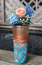 Unieke Handgemaakte Glazen Vaas met Epoxy & Glitters, Overige kleuren, Nieuw, Ophalen of Verzenden, Glas