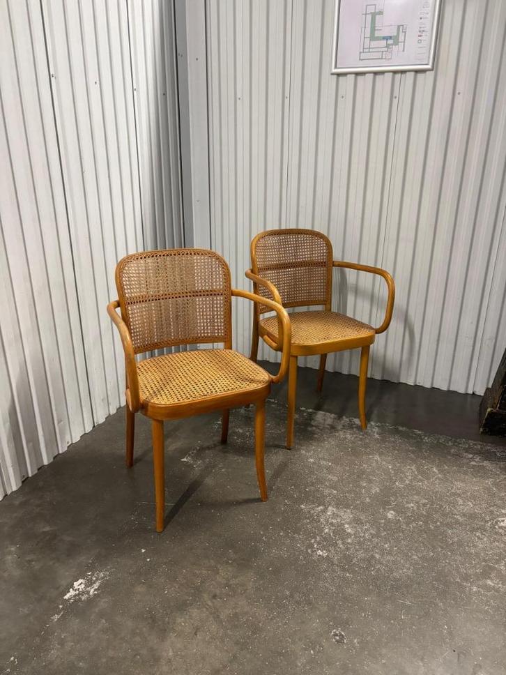 Schitterende Vintage Stoelenset  — Jozef Hoffmann, Huis en Inrichting, Stoelen, Gebruikt, Eén, Hout, Riet of Rotan, Bruin, Ophalen
