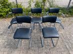 Vintage Gispen buisframe stoel model 207, Ophalen, Gebruikt, Zwart, Vintage / Retro