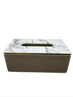 Grijze tissue box met marmer, Huis en Inrichting, Ophalen of Verzenden, Zo goed als nieuw