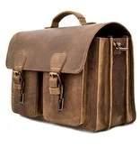 Robuuste leren werktas Ruiter voor heren, Sieraden, Tassen en Uiterlijk, Tassen | Schoudertassen, Gebruikt, Bruin, Leer, Ophalen of Verzenden