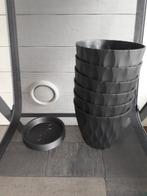 6 nieuwe kunstof bloempotten met schotels, Tuin en Terras, Bloempotten, Ophalen, Kunststof, Rond, Nieuw