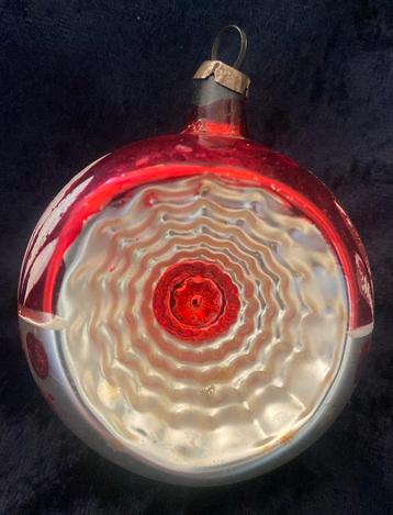 Antiek oud vintage glazen kerstbal reflector / gatenbal beschikbaar voor biedingen