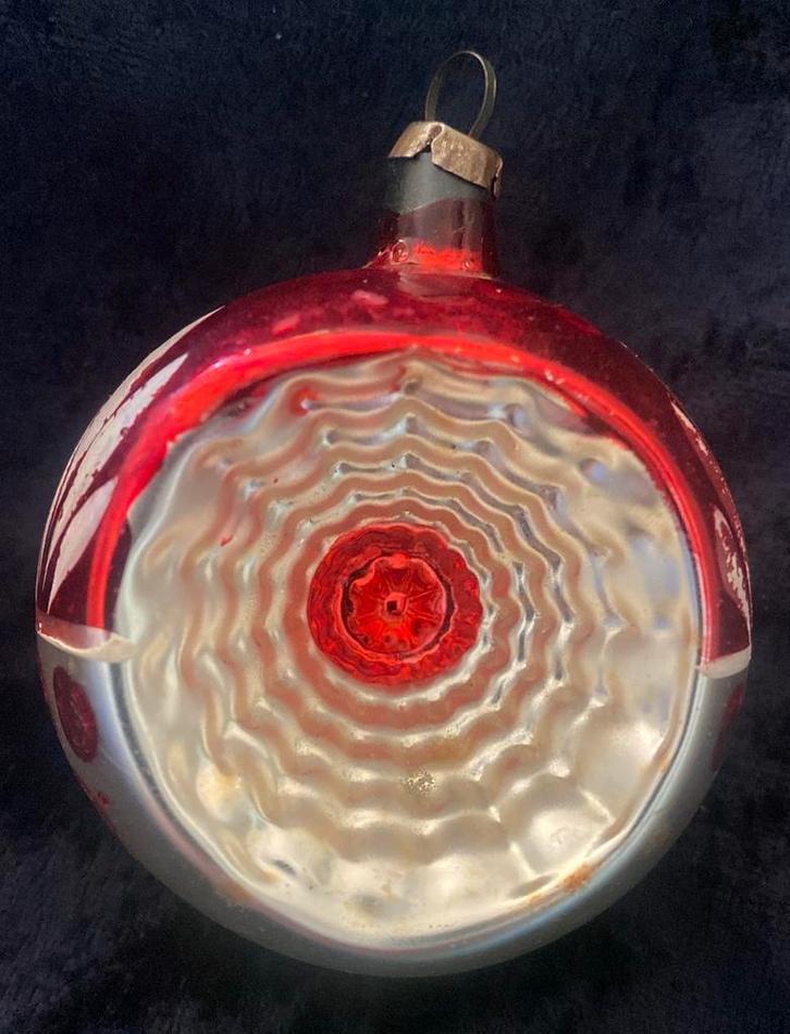 Antiek oud vintage glazen kerstbal reflector / gatenbal, Diversen, Kerst, Gebruikt, Ophalen of Verzenden