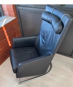 Madonna zwarte leren fauteuil, Huis en Inrichting, Fauteuils, Ophalen of Verzenden, Gebruikt, 75 tot 100 cm