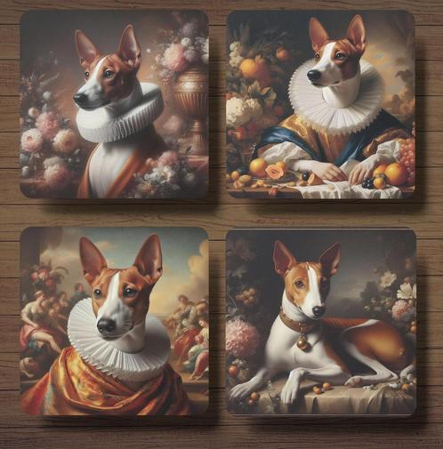 Basenji Barok onderzetters met houder, Huis en Inrichting, Woonaccessoires | Onderzetters, Nieuw, Glas of Kopje, Ophalen of Verzenden