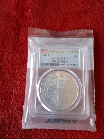 2025 AMERICAN SILVER EAGLE PCCG  MS-70 1e dag van uitgifte  beschikbaar voor biedingen