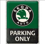 Skoda auto parking only relief reclamebord van metaal deco