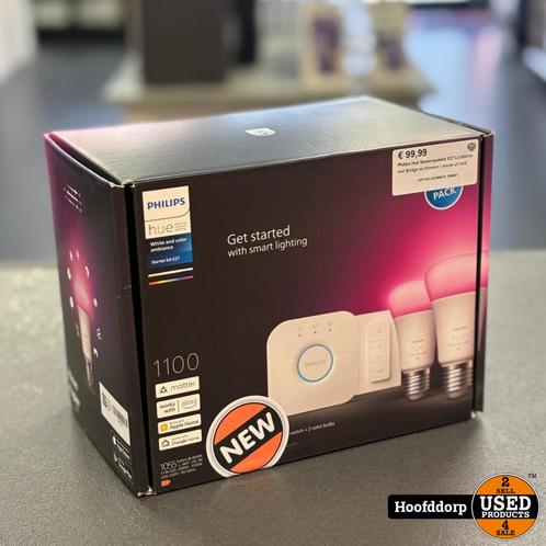 Philips Hue Starterspakket E27 Lichtbron met Bridge en Dimme, Huis en Inrichting, Lampen | Losse lampen, Zo goed als nieuw