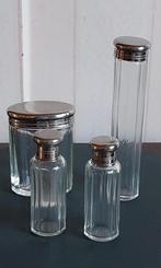 Vintage Parfumflesjes Set met zilver kleurige Doppen, Antiek en Kunst, Antiek | Glas en Kristal, Ophalen of Verzenden